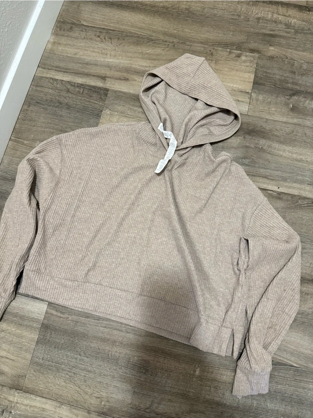 Alo Yoga Muse Ribbed Crop Hoodie Sweatpants Set Gravel Heather Large L 2pc